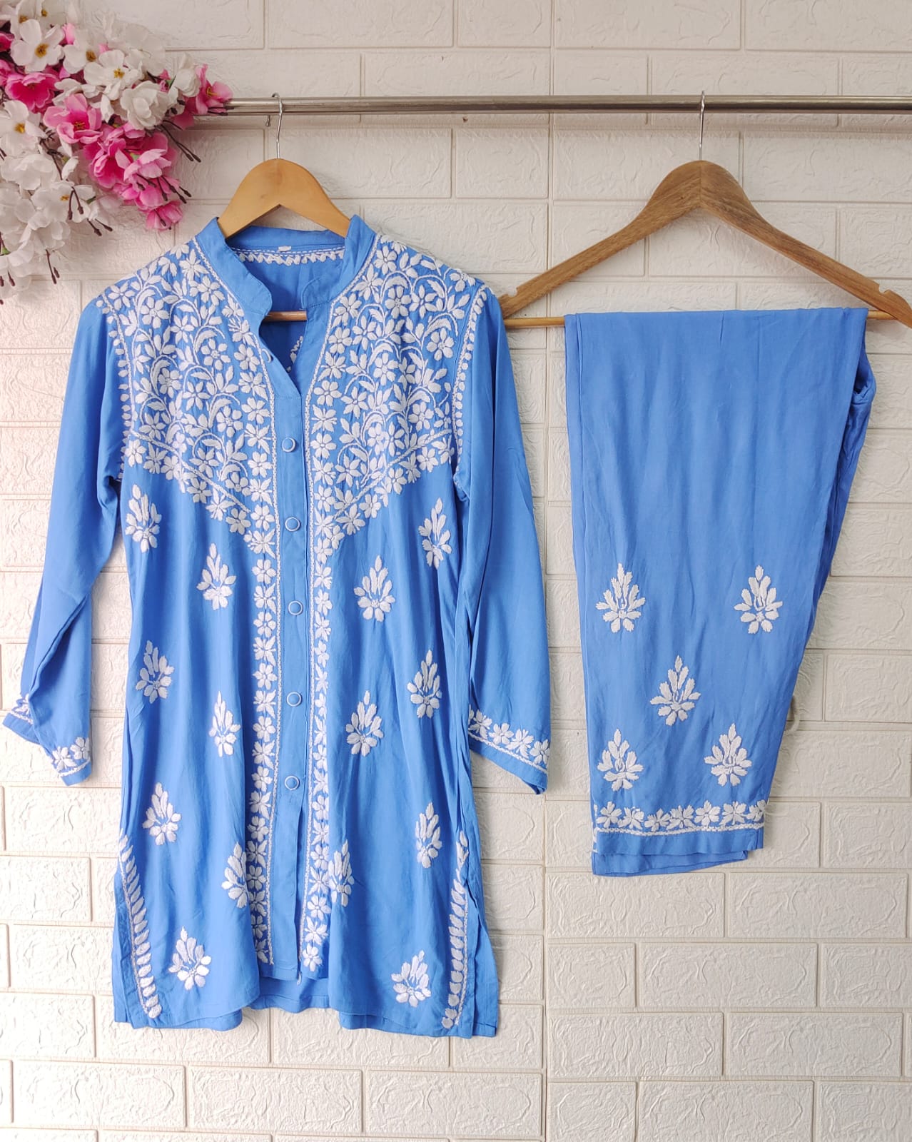 Lucknowi Chikankari Premium Rayon Fabric Co ord Sets
