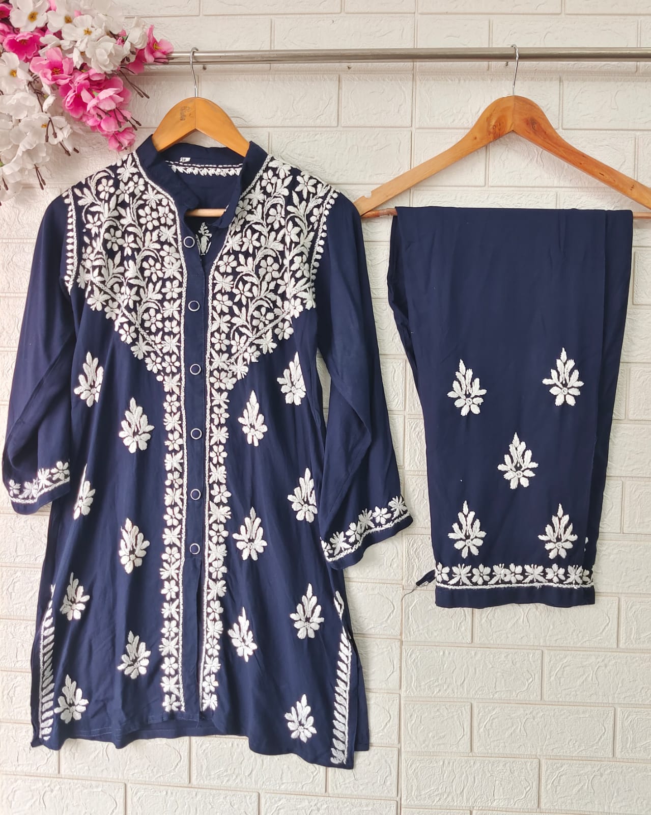 Lucknowi Chikankari Premium Rayon Fabric Co ord Sets