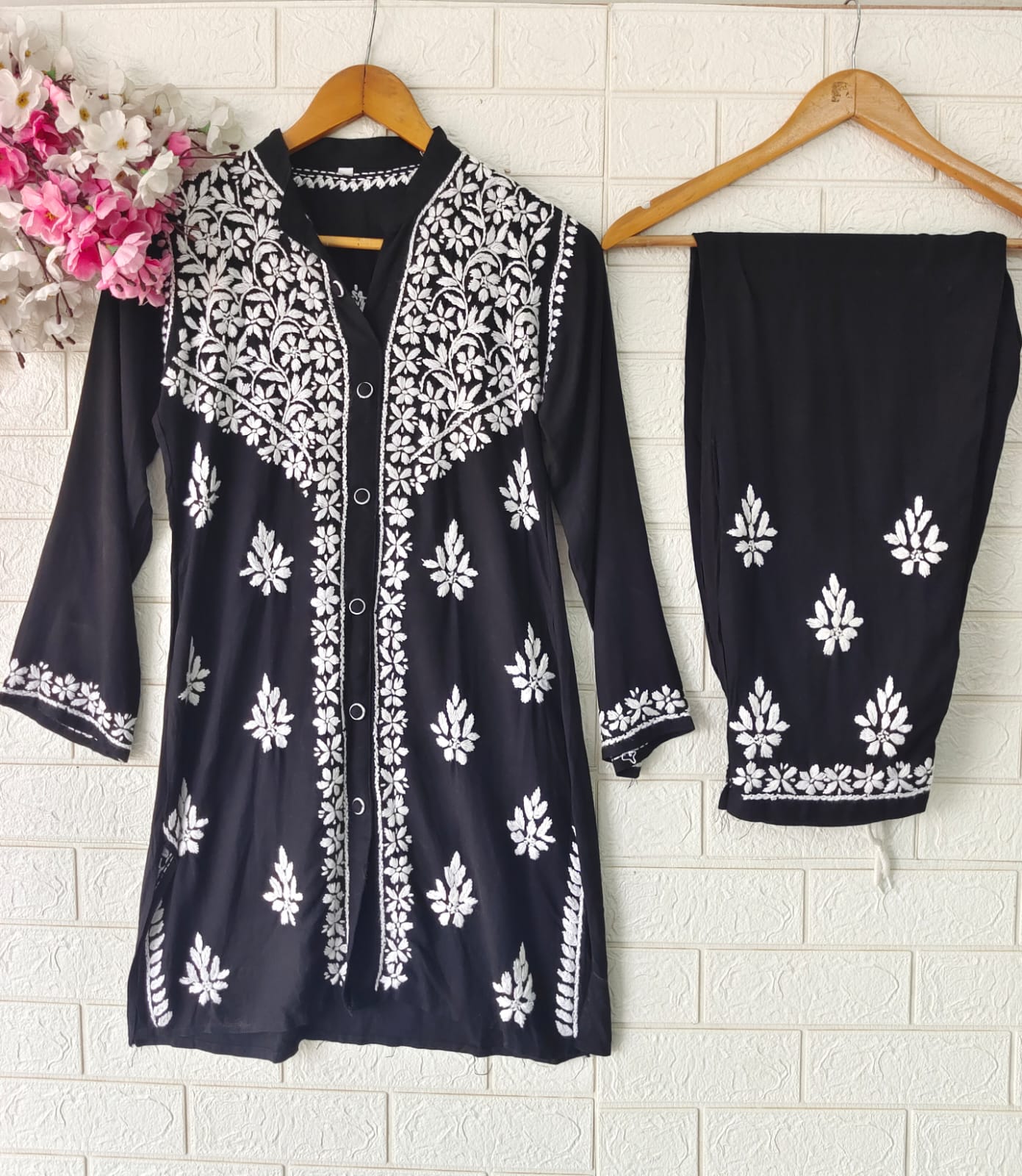 Lucknowi Chikankari Premium Rayon Fabric Co ord Sets