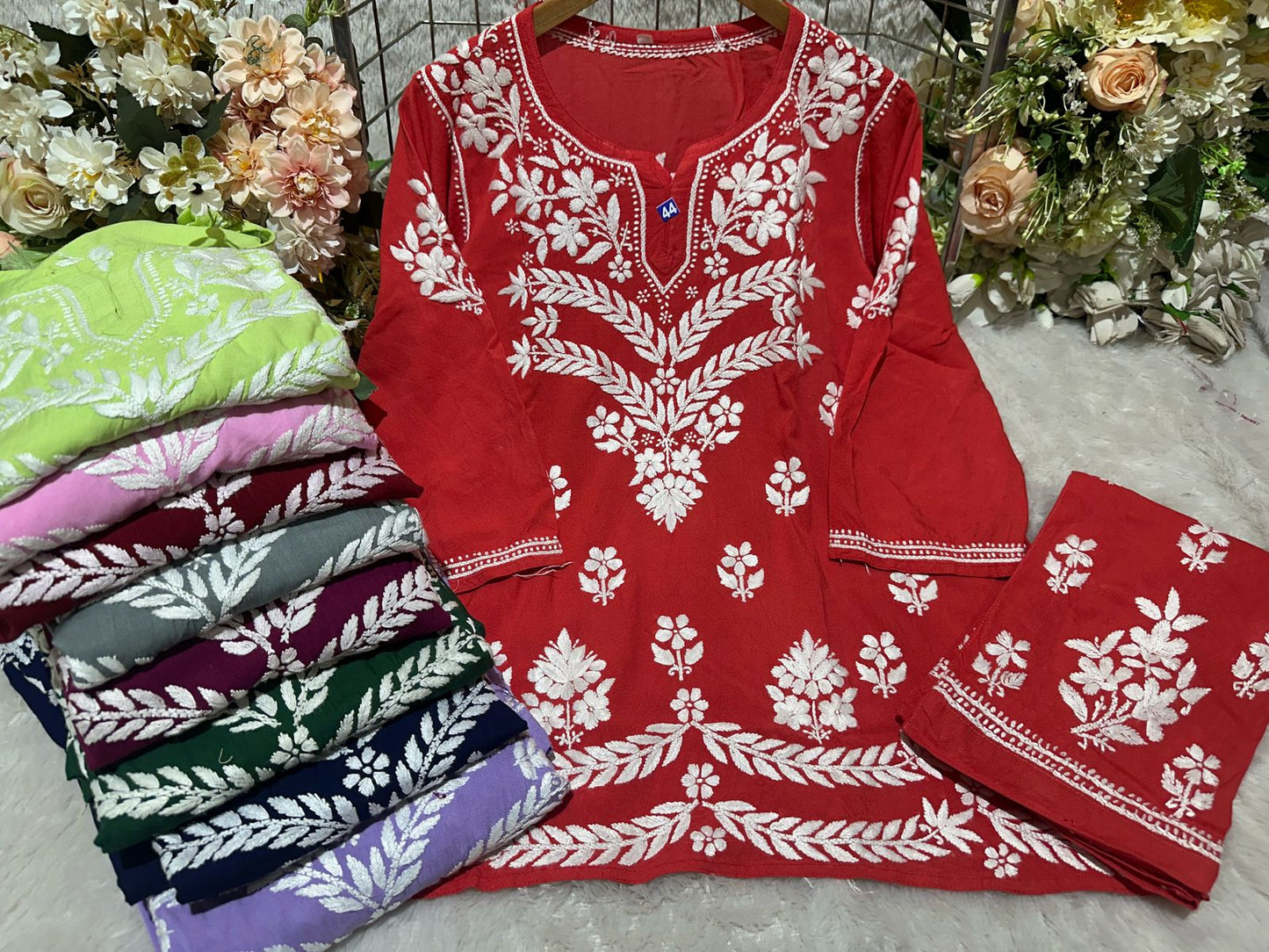 Lucknowi Chikankari Premium Rayon CO-0RD SET