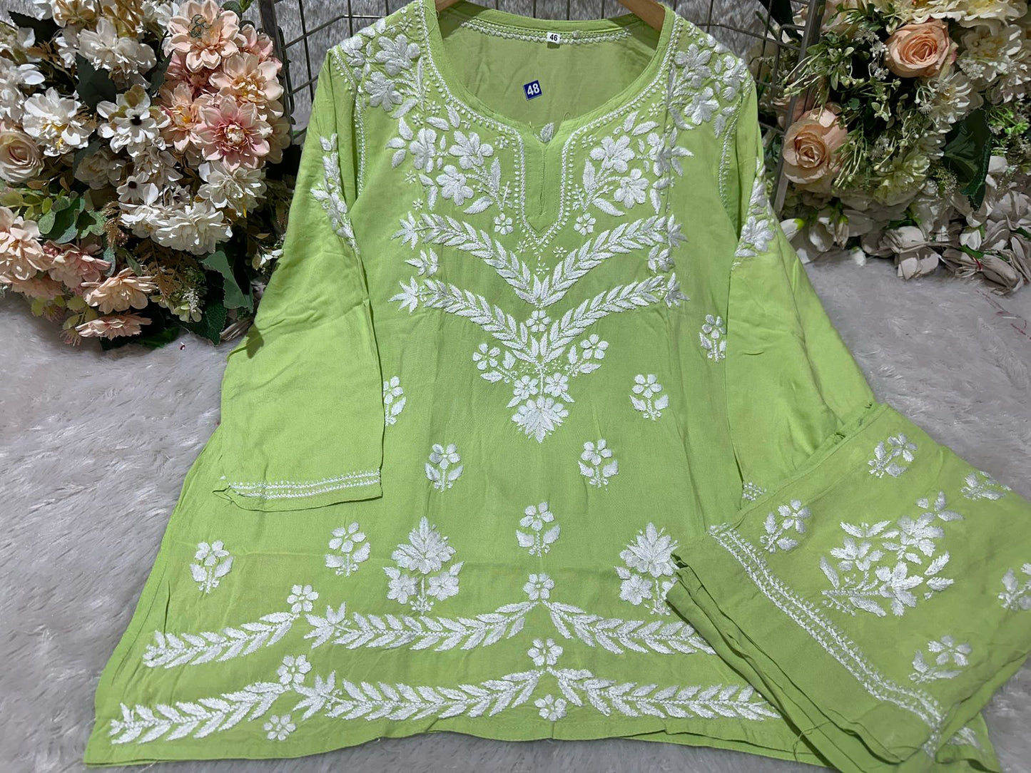 Lucknowi Chikankari Premium Rayon CO-0RD SET