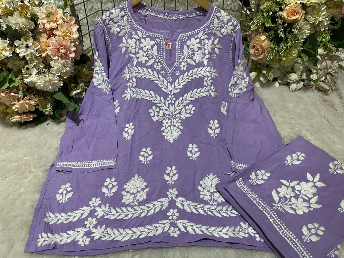 Lucknowi Chikankari Premium Rayon CO-0RD SET