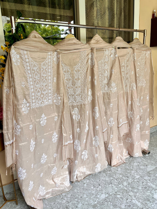 Lucknowi Chikankarir Tissue Fabric Unstitched Suit