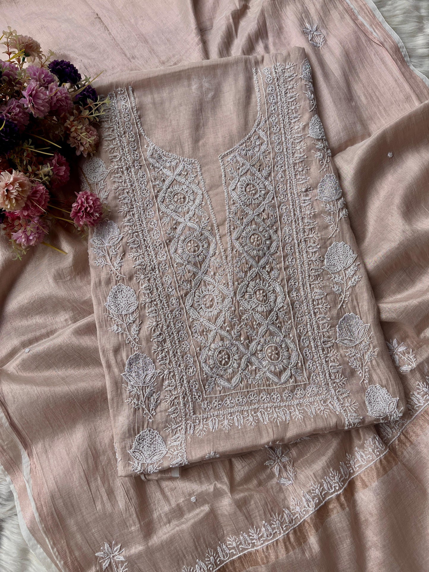 Lucknowi Chikankarir Tissue Fabric Unstitched Suit