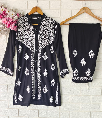 Lucknowi Chikankari Premium Rayon Fabric Co ord Sets