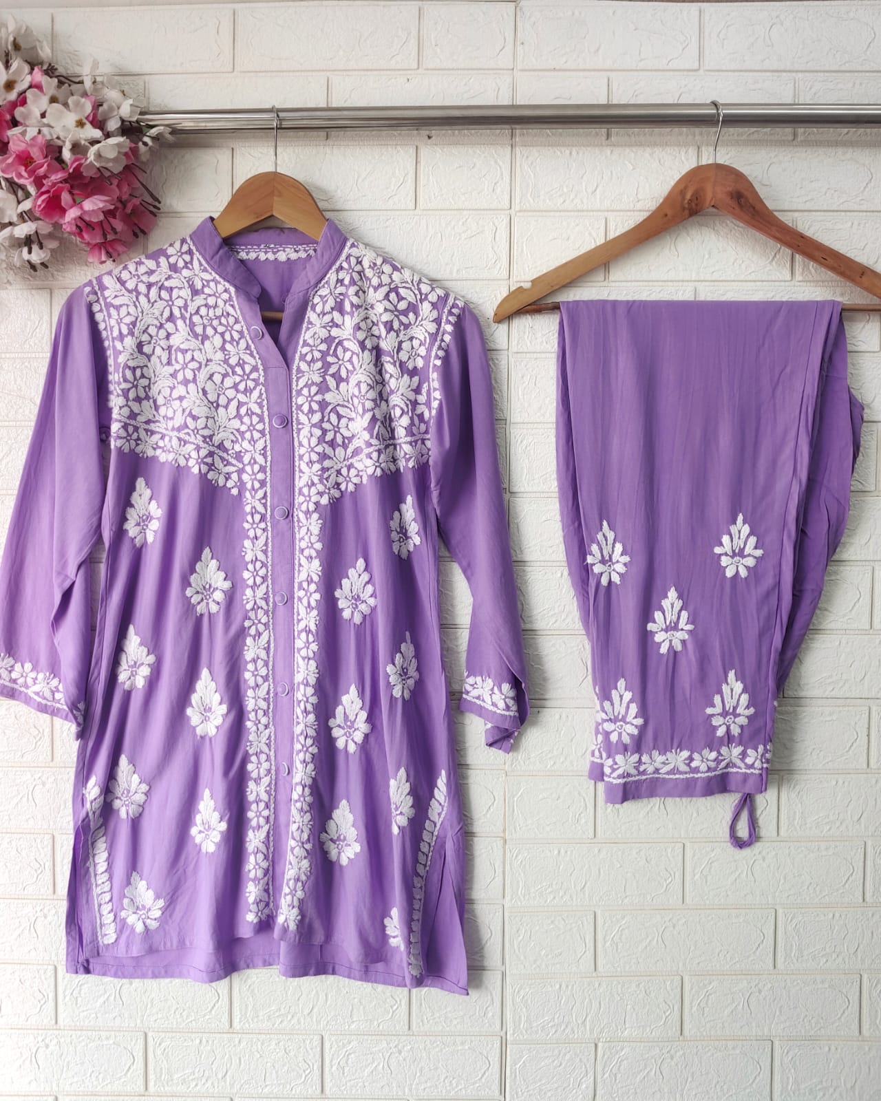 Lucknowi Chikankari Premium Rayon Fabric Co ord Sets