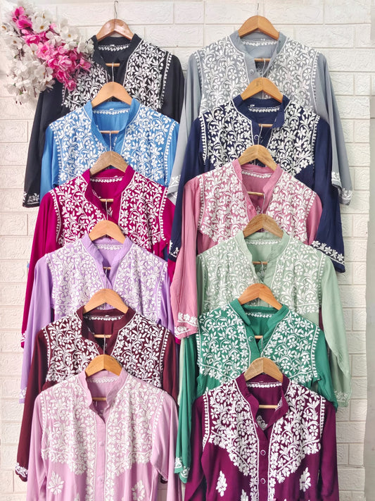 Lucknowi Chikankari Premium Rayon Fabric Co ord Sets