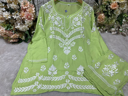 Lucknowi Chikankari Premium Rayon CO-0RD SET