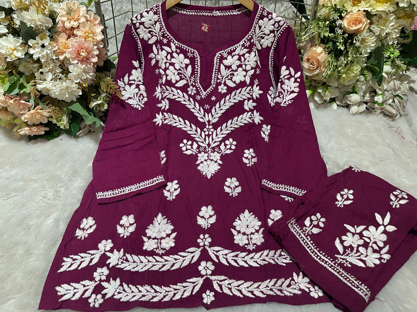 Lucknowi Chikankari Premium Rayon CO-0RD SET
