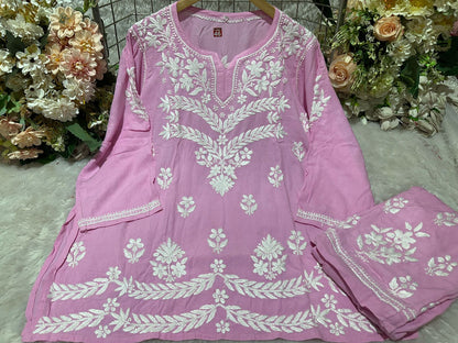 Lucknowi Chikankari Premium Rayon CO-0RD SET
