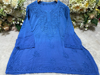 Lucknowi Chikankari Rayon Short Kurtis