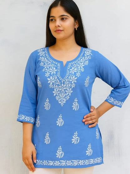 Lucknowi Chikankari Premium Modal Short Kurta.