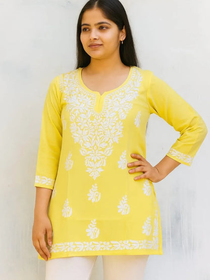 Lucknowi Chikankari Premium Modal Short Kurta.