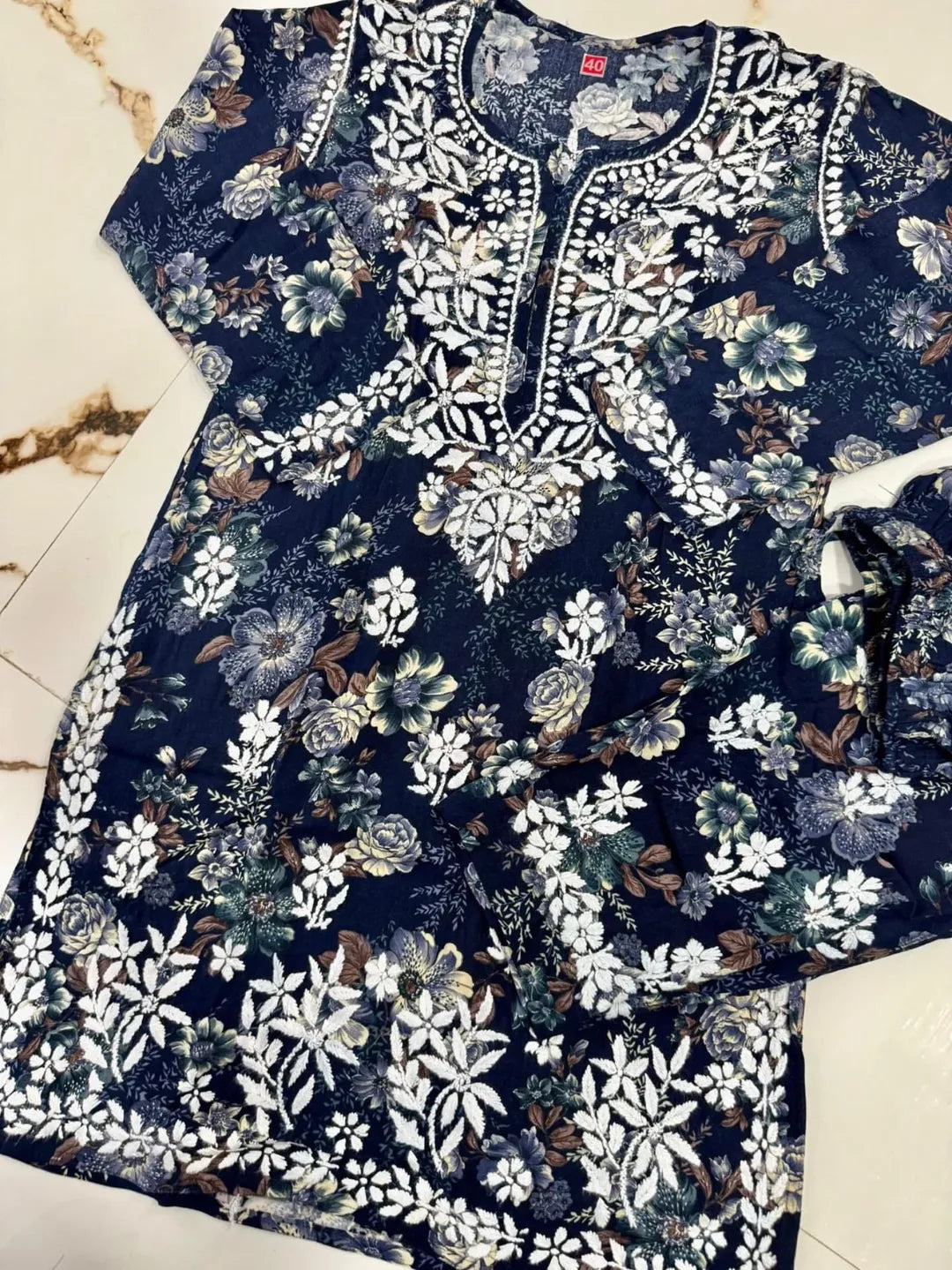 Lucknowi Chikankari Rayon Co-ord set.